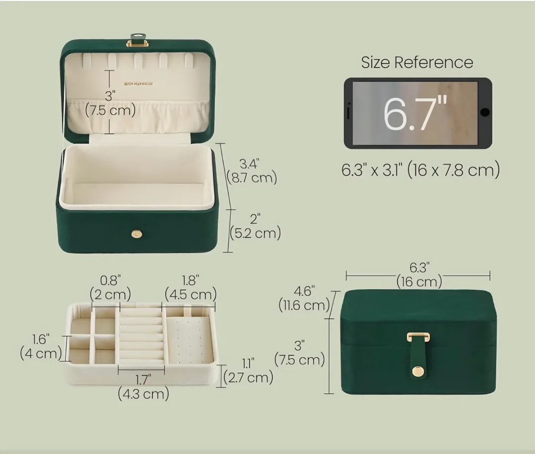Green Velvet Jewellery Box (Songmics) image indicator(4)