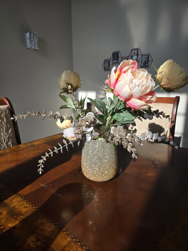 Floral Arrangement in Gold Vase