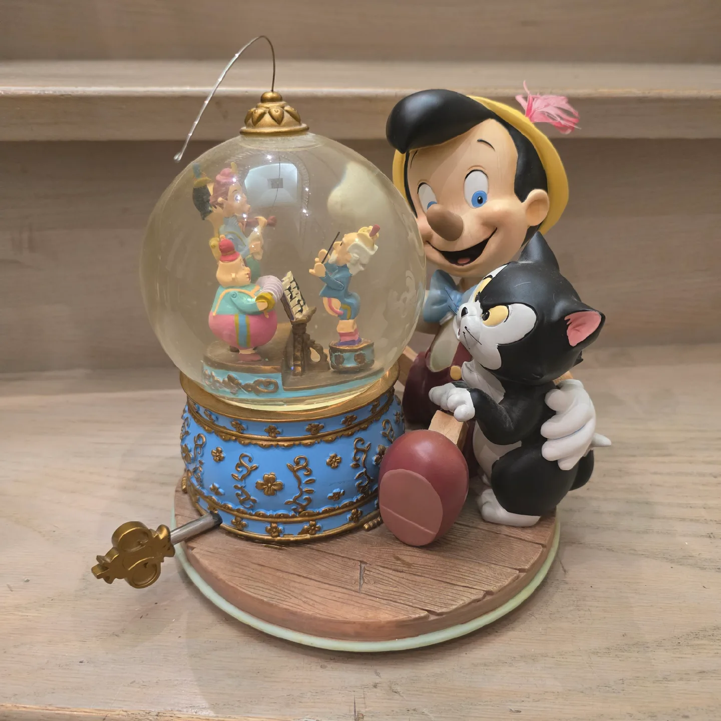 Disney Pinocchio and Figaro Musical Snow Globe - Brahm's Waltz thumbnail