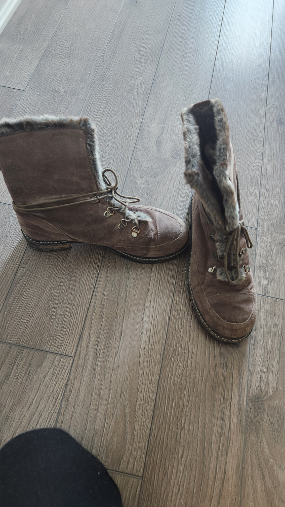 Brown Suede & Fur Winter Boots