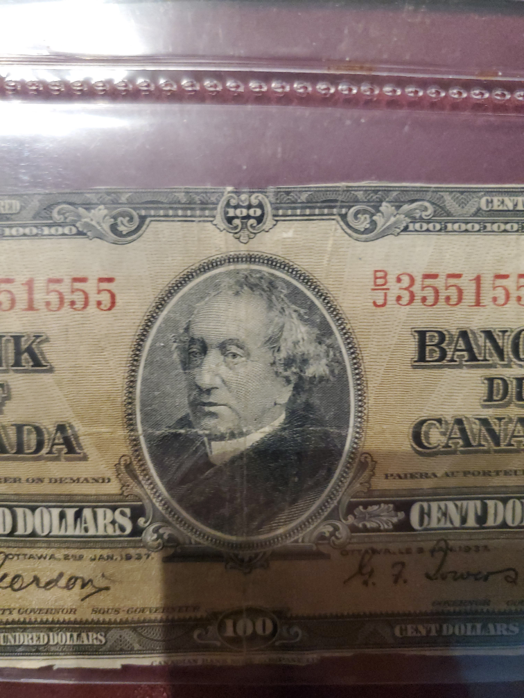 Vintage Bank of Canada $100 Bill 1937 - photo 2