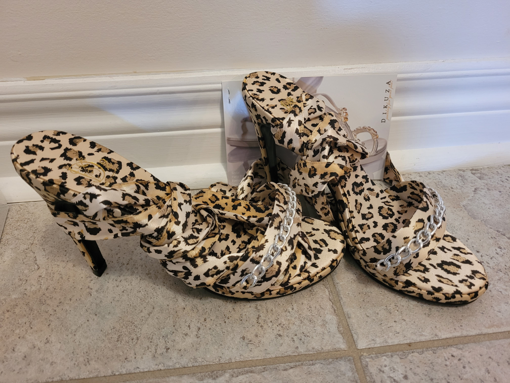 DIKUZA Leopard Print Lace Up Heels, Size 7 - photo 3