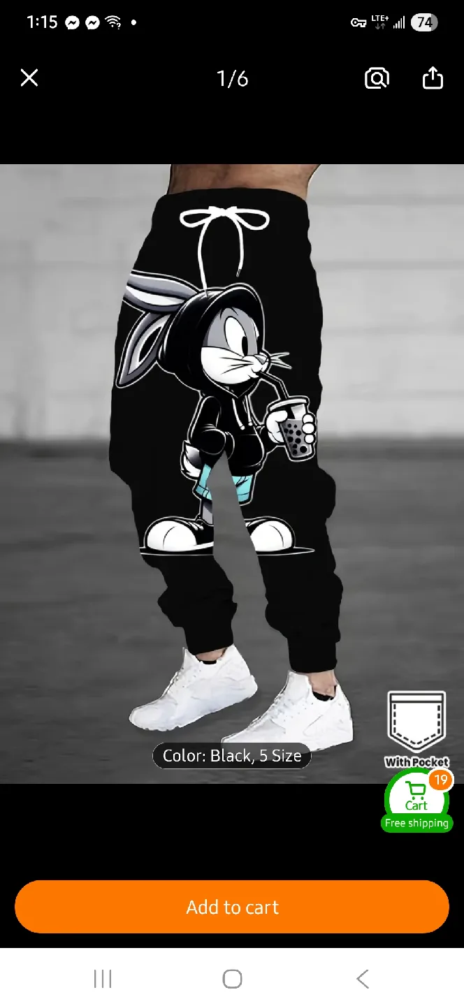 NEW Black Bugs Bunny Joggers 🐰 thumbnail