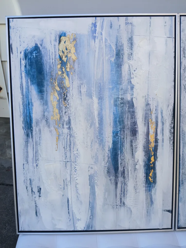 Abstract Blue & Gold Framed Canvas Art - Set of 2 image indicator(2)