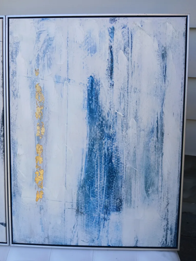 Abstract Blue & Gold Framed Canvas Art - Set of 2 image indicator(3)