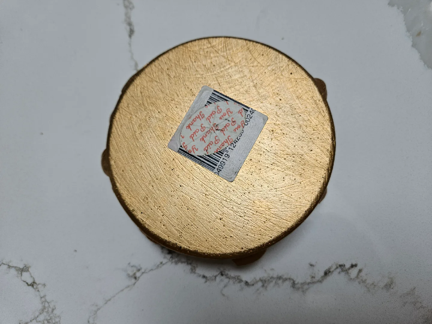 Ornate Gold Candle Holder Fruit and Leaves Stone image indicator(3)