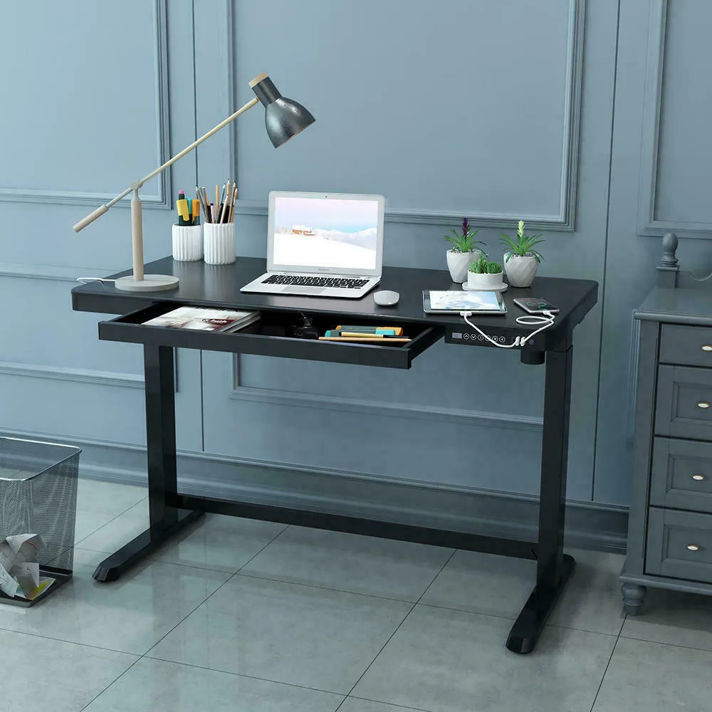 Black Adjustable Standing Desk with drawer image indicator(7)