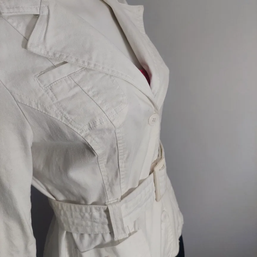 Casual Pure Comfort White Belted Jacket - M/M image indicator(2)