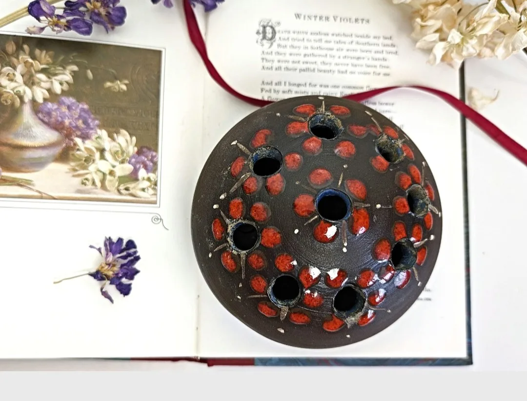 Vintage Clay Flower Frog ~ Stem Support image indicator(3)