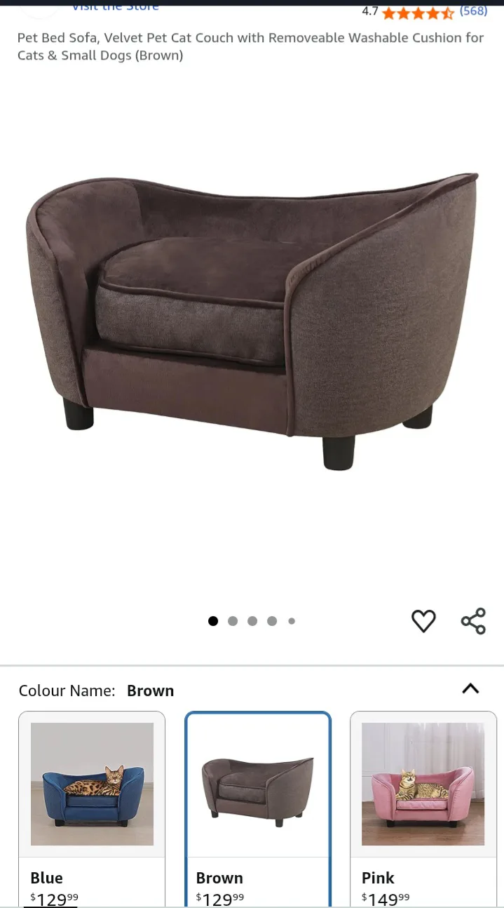 🥕   Pet Bed Sofa, Velvet Cat Couch image indicator(3)