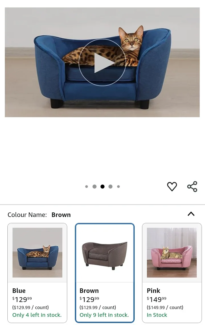 🥕   Pet Bed Sofa, Velvet Cat Couch image indicator(5)