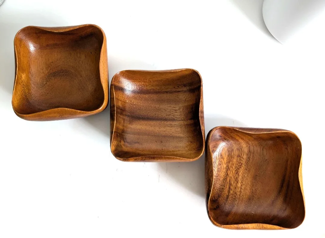 Wooden Salad Bowl Trio ~ Retro Kitchenware image indicator(2)