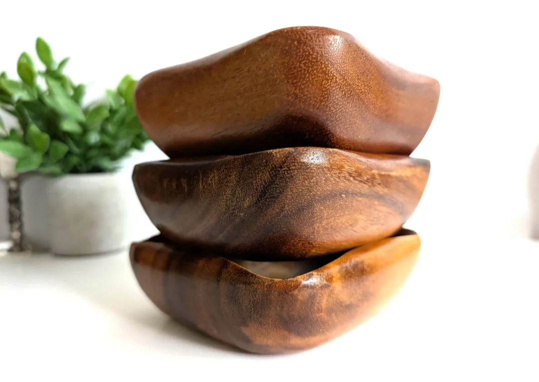 Wooden Salad Bowl Trio ~ Retro Kitchenware image indicator(3)