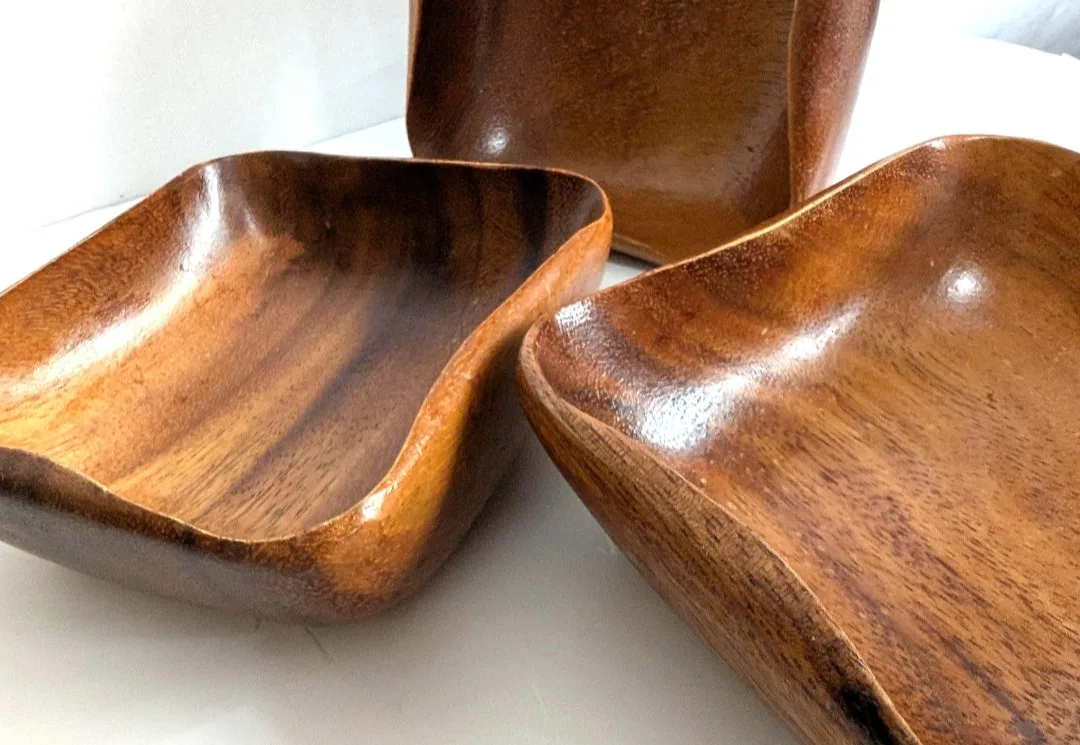 Wooden Salad Bowl Trio ~ Retro Kitchenware image indicator(4)