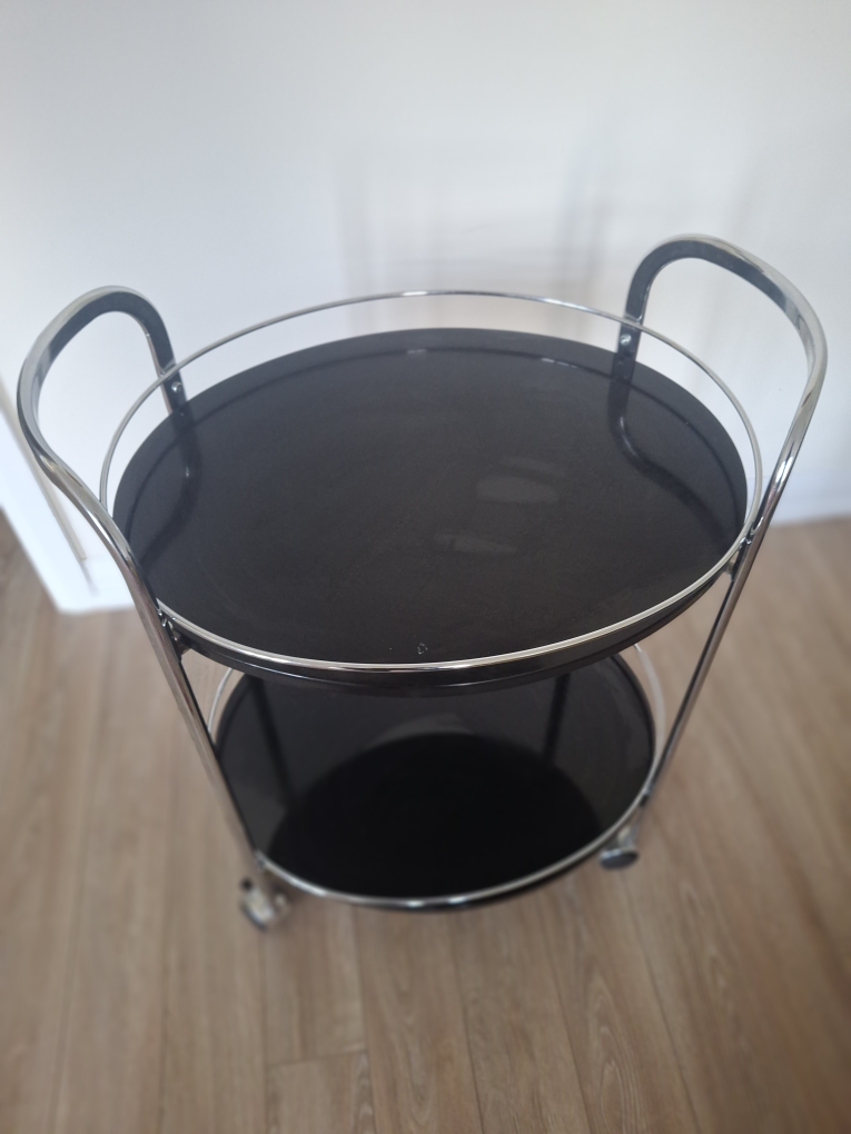 plexiglass serving cart- black and silver