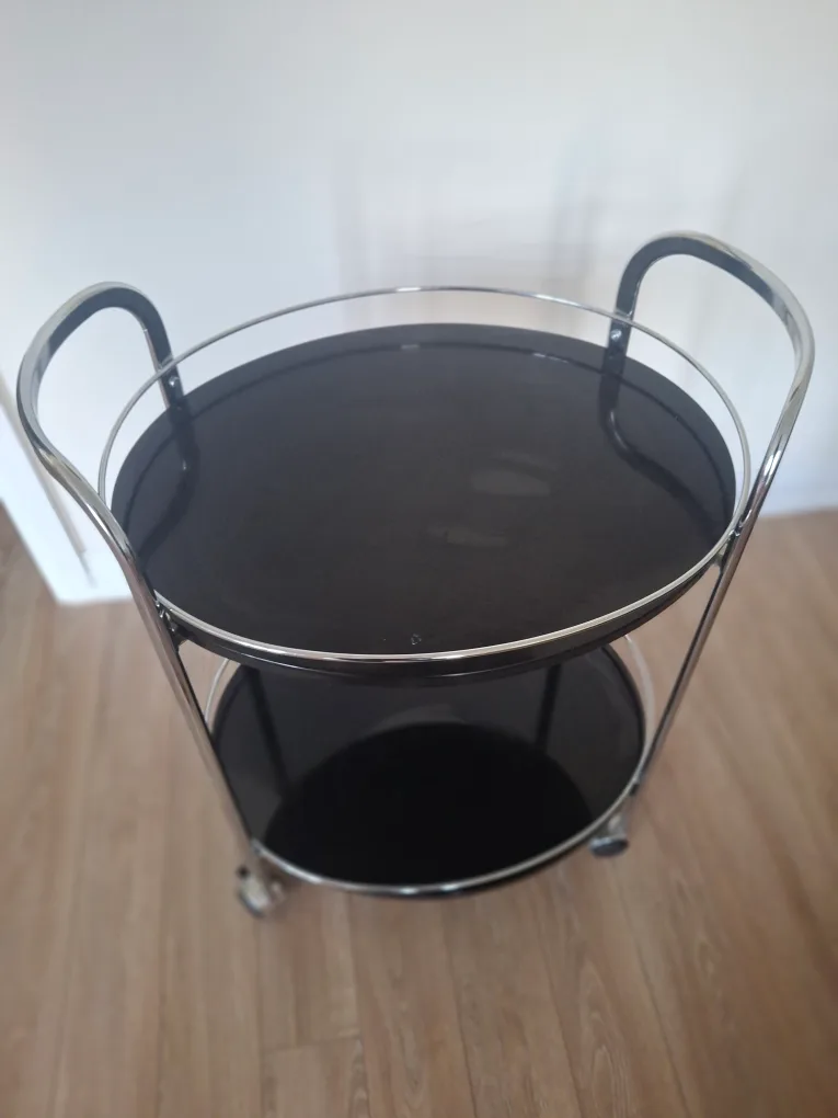 plexiglass serving cart- black and silver thumbnail