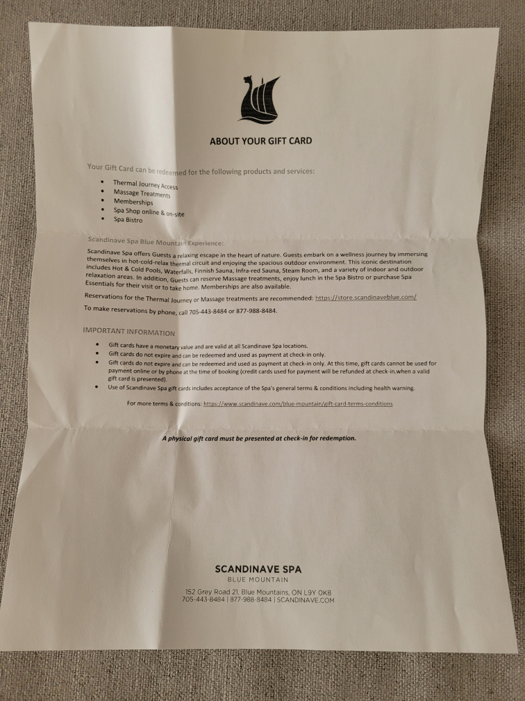 Scandinave Spa Blue Mountain Gift Card $300 - photo 3
