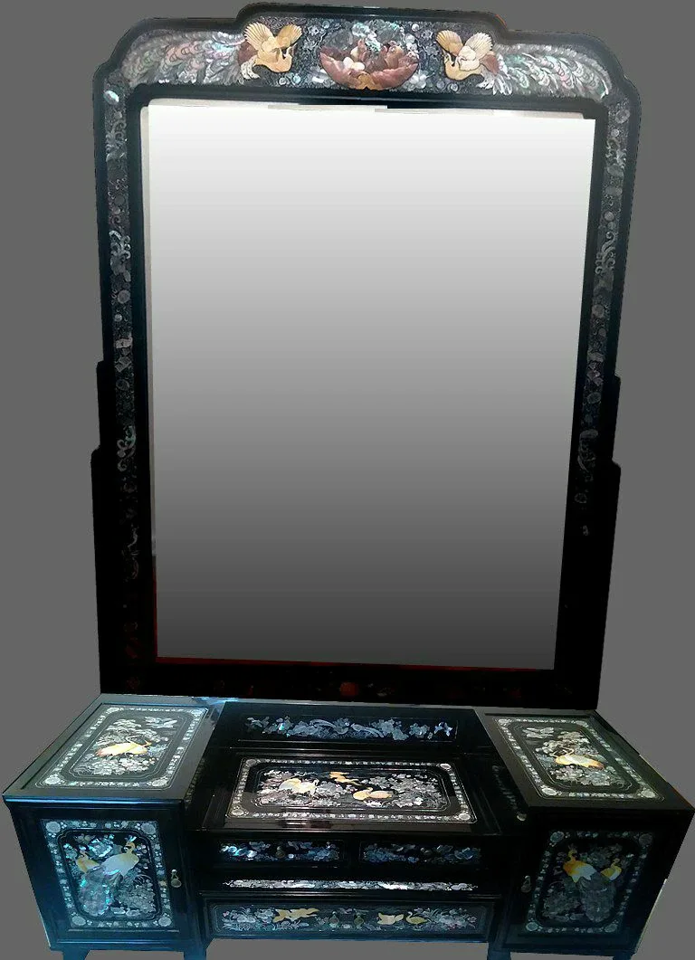 Antique Asian Vanity Desk with Mirror image indicator(5)