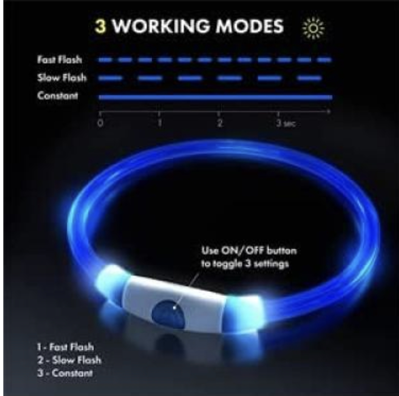 LED Dog Collar - USB Rechargeable - photo 2
