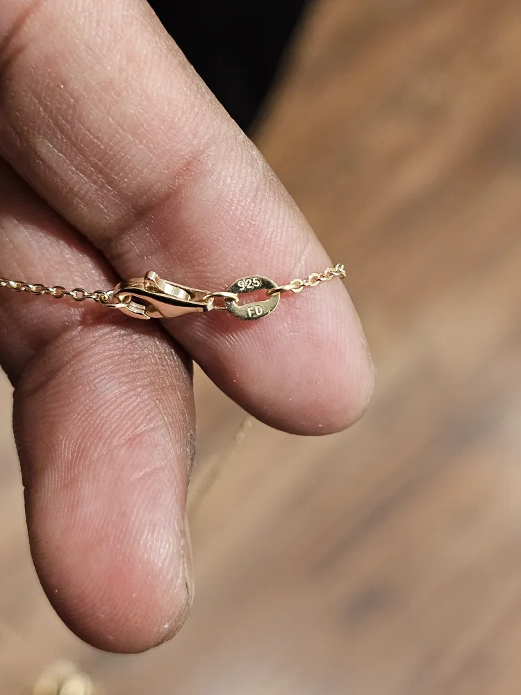 Sterling silver Gold plated Necklace with Blue Stone Pendant image indicator(4)