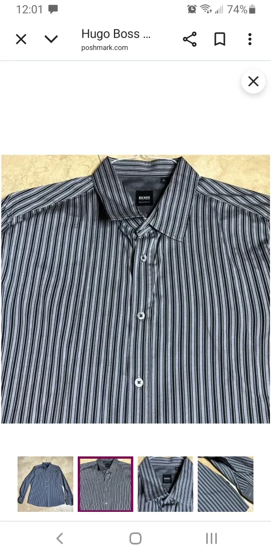 Hugo Boss Striped Dress Shirt - Size 16 thumbnail