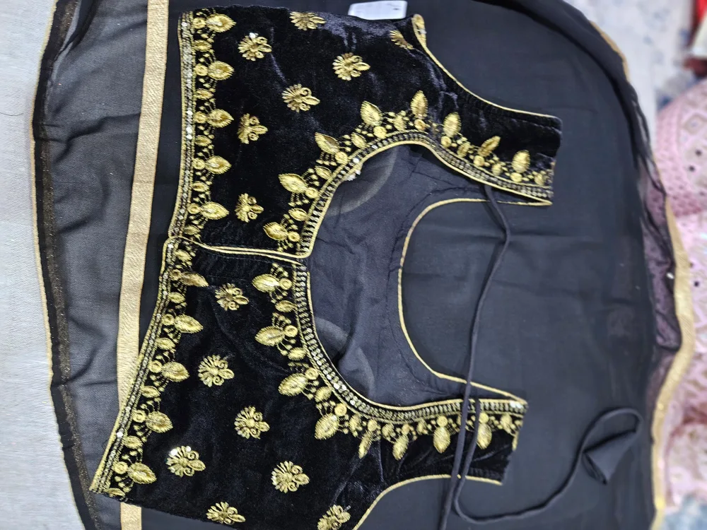 Black Velvet Embroidered Blouse image indicator(2)