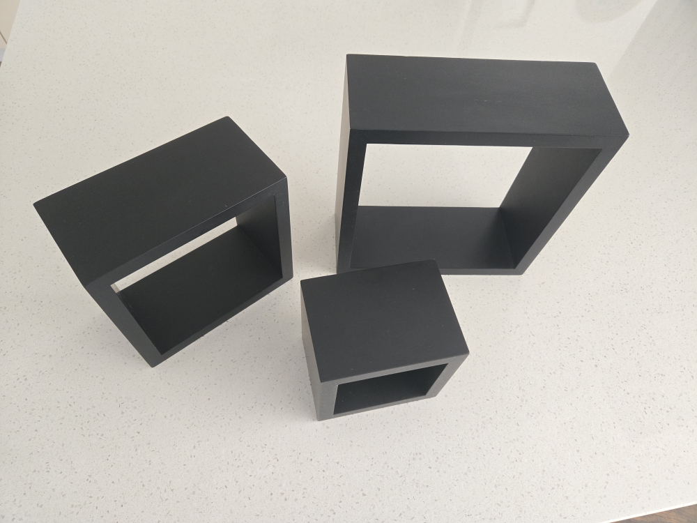 Set of 3 Black Cube Wall Shelves - photo 2