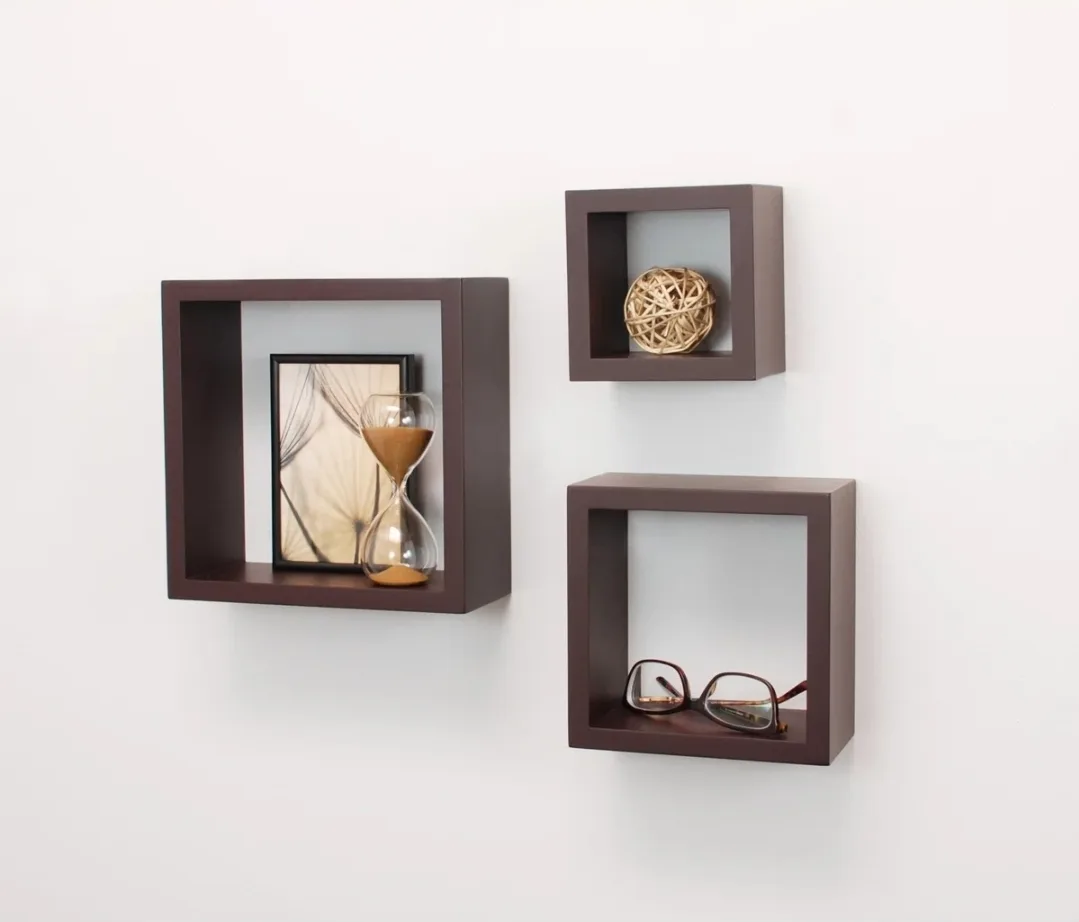 Set of 3 Black Cube Wall Shelves image indicator(6)