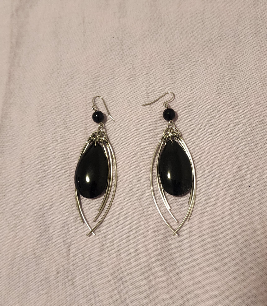 Black Stone Drop Earrings