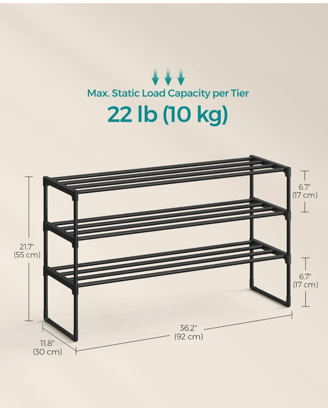SONGMICS 3-Tier Shoe Rack Organizer - photo 2