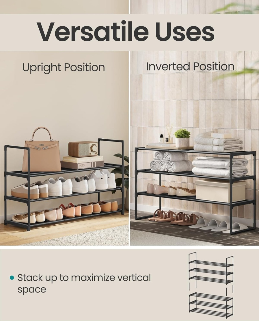 SONGMICS 3-Tier Shoe Rack Organizer - photo 4