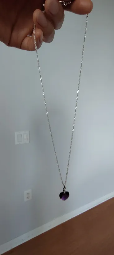 Crystal Heart Pendant Necklace - Silver Chain image indicator(3)