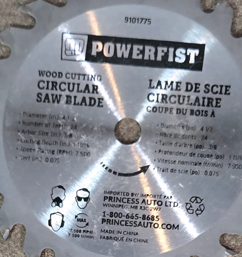 Powerfist 4-1/2" Wood Cutting Circular Saw Blade image indicator(2)