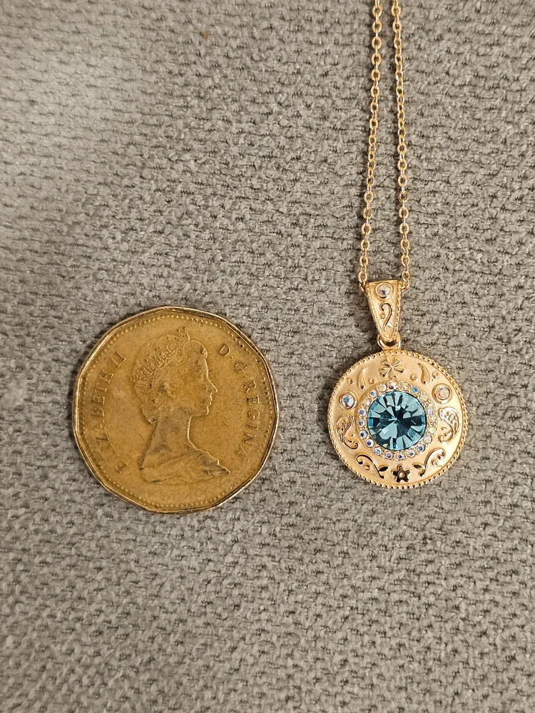 Sterling silver Gold plated Necklace with Blue Stone Pendant image indicator(2)