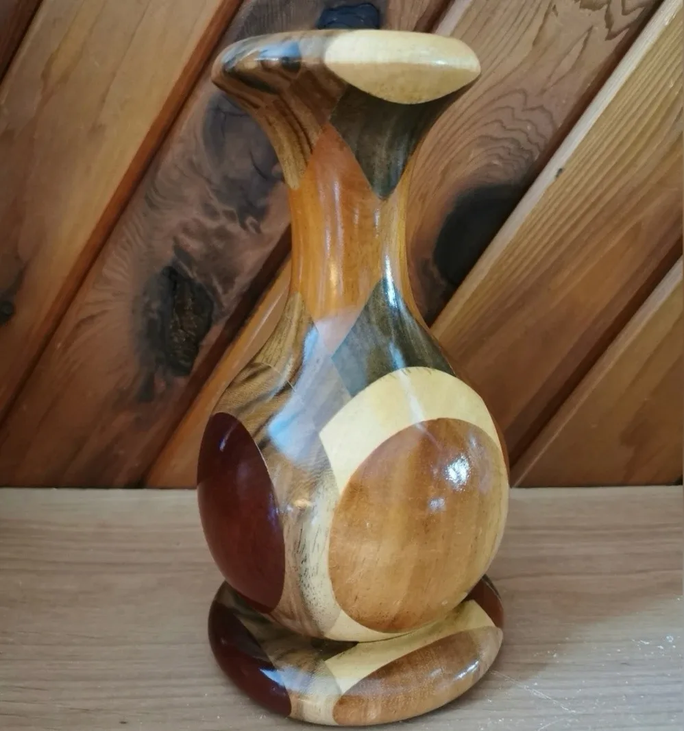 Marquetry Patterned Wooden Vase thumbnail