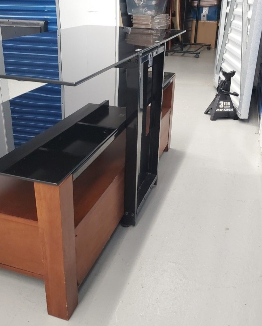 Glass TV Stand Storage Wooden Draws - photo 2