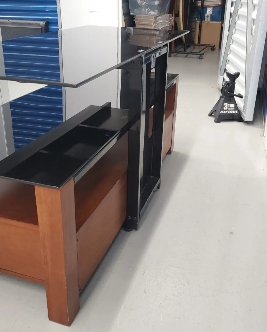 Glass TV Stand Storage Wooden Draws image indicator(2)