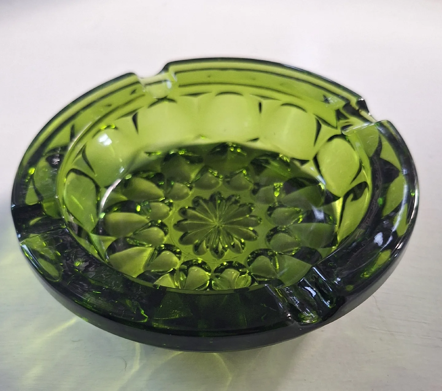 Vintage Anchor Hocking  Green Glass Ashtray thumbnail