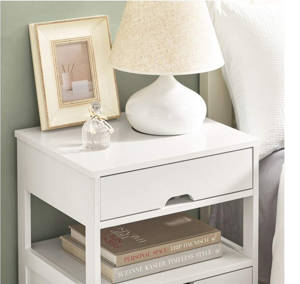 White Bedside Table with 2 Drawers - photo 3