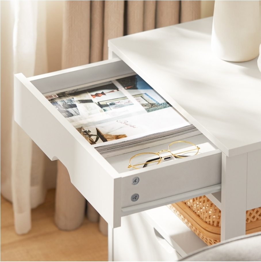 White Bedside Table with 2 Drawers - photo 5