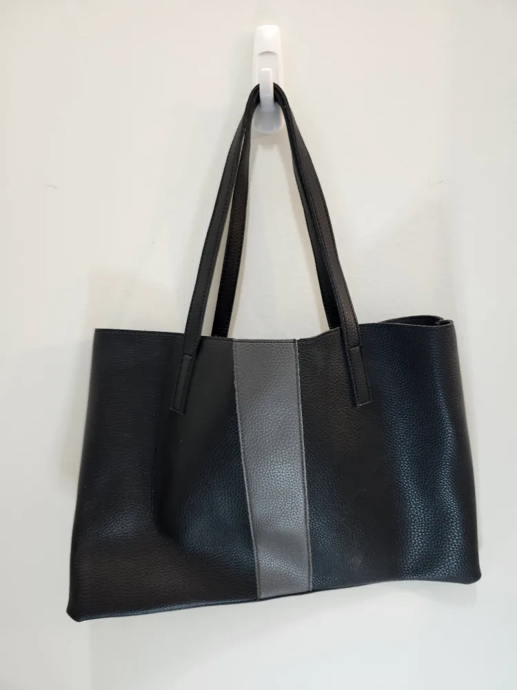 Vince Camuto Black Pleather Tote Bag thumbnail
