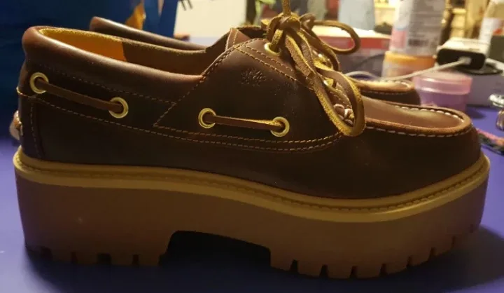 Timberland Brown Leather Platform Boat Shoes image indicator(2)