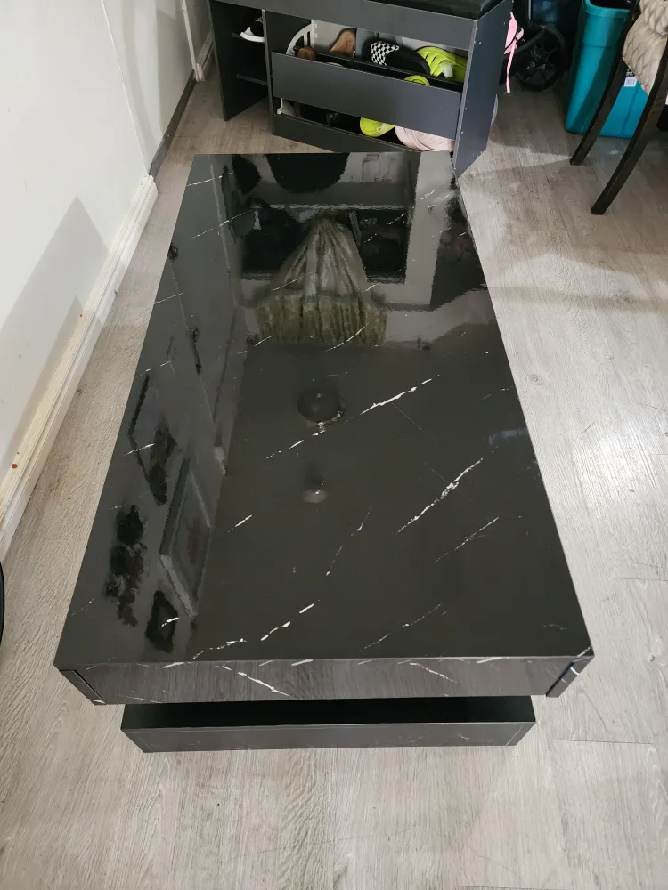 Black Marble Style Coffee Table with LED image indicator(10)