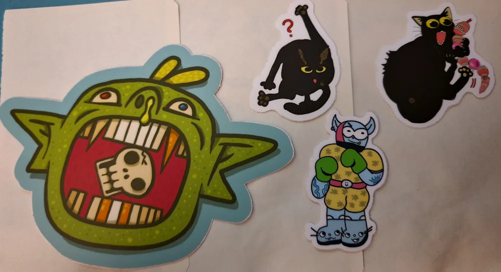 🥕 Assorted Stickers - 2 Cats, 1 BIG Goblin, 1 Wrestler image indicator(2)