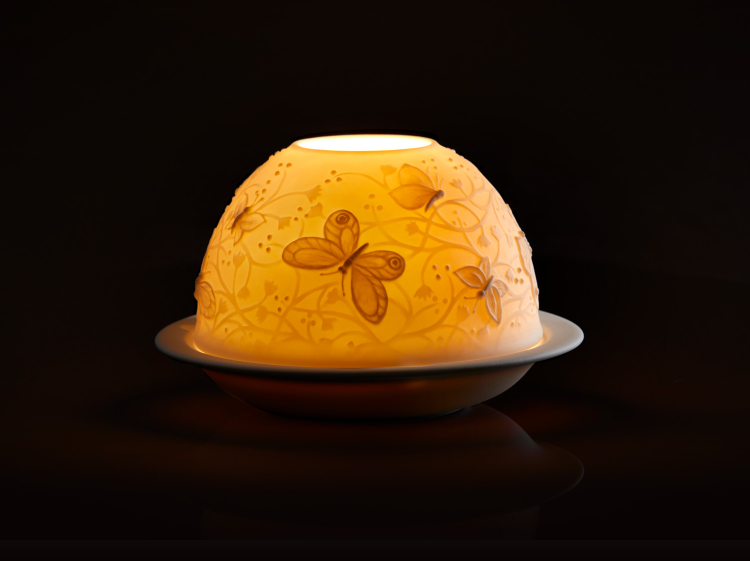 NIB! Bernardaud VOTIVELIGHTS Butterflies in flight lantern - photo 3
