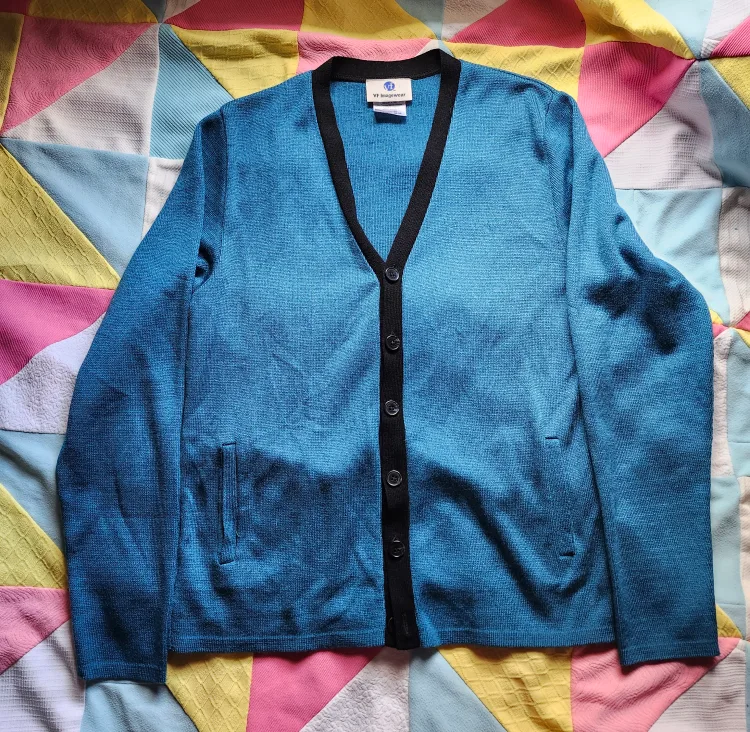 Vintage blue and black cardigan thumbnail