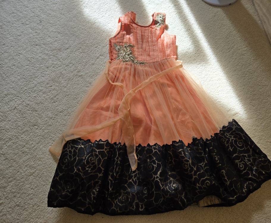 Girl's Peach & Black Dress