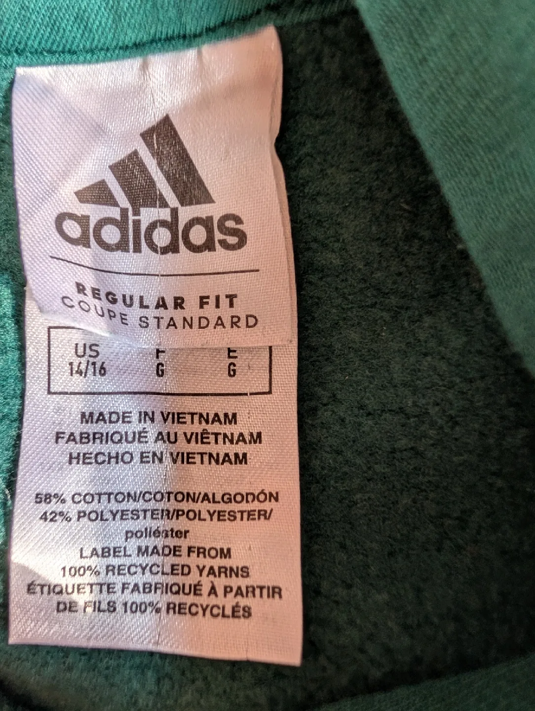 Adidas Green Hoodie Size US 14/16 image indicator(3)