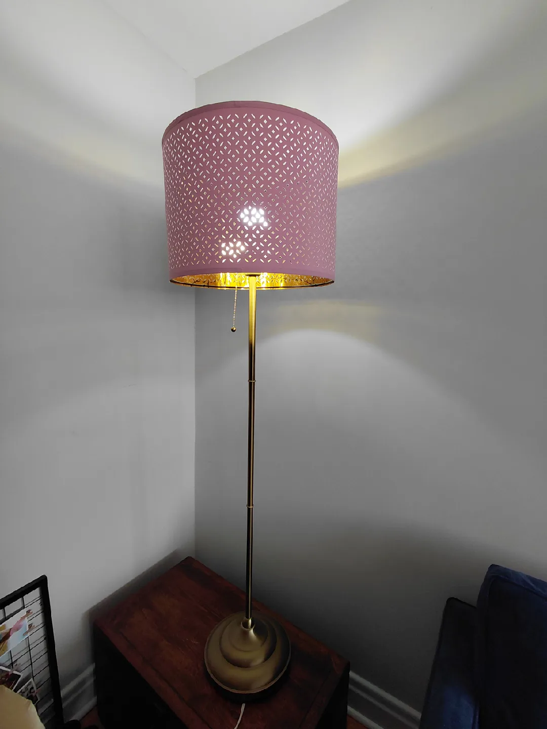 IKEA floor lamp with Pink lamp shade thumbnail