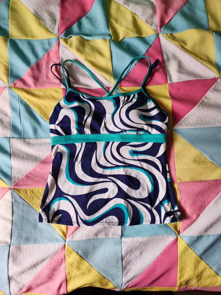 Nike white and blue tankini top thumbnail
